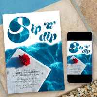 Sip n Dip Pool Party Groovy Typography Summer
