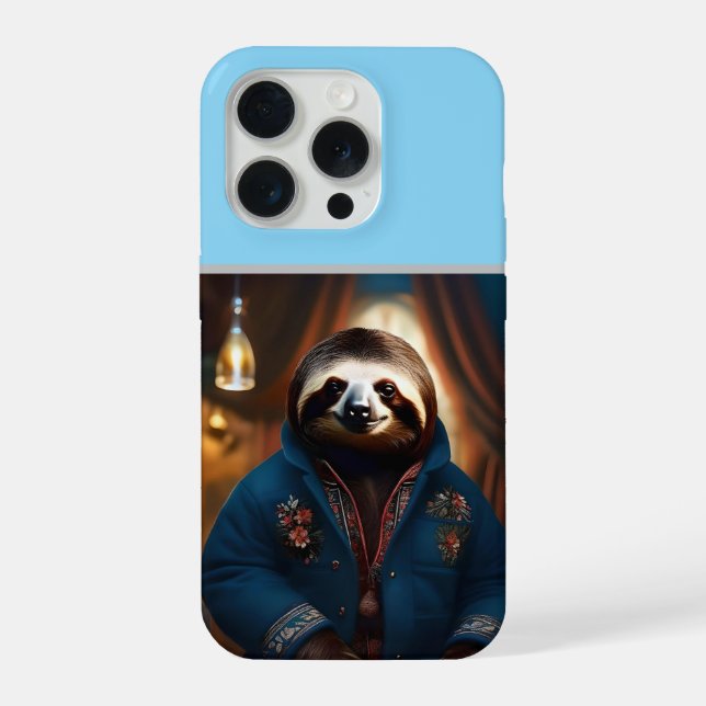 "Sip 'n' Slow: The Cozy Sloth in a Drinking Jacket iPhone Case (Back)
