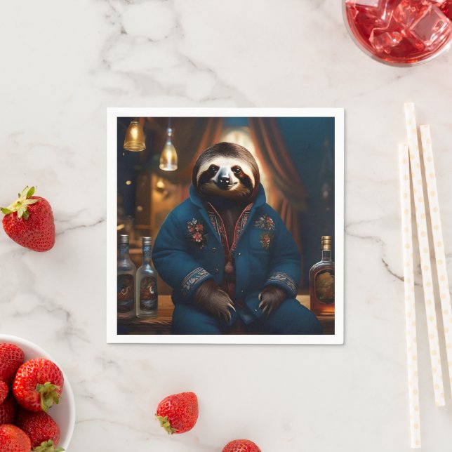 "Sip 'n' Slow: The Cozy Sloth in a Drinking Jacket Napkin (Insitu)