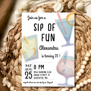 Sip of fun cocktail adult birthday invitation