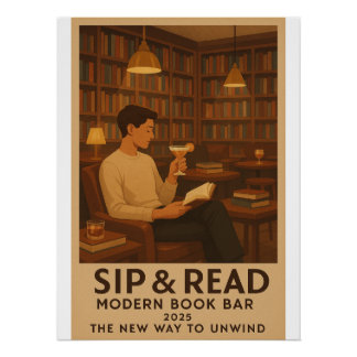 Sip & Read – Modern Book Bar Poster