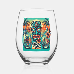 Sip & Relax Tiki Glassware Stemless Wine Glass