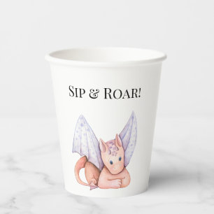 Sip & Roar: It's a Dragon Baby Toast! Paper Cups