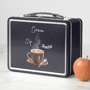 Sip Savour Smile Metal Lunch Box