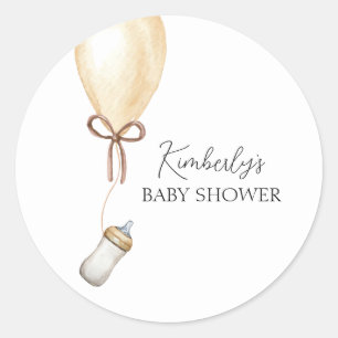 Sip & See Simple Boho Balloon Bottle Baby Shower Classic Round Sticker