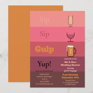 Sip Sip Gulp Wedding Shower Invitations