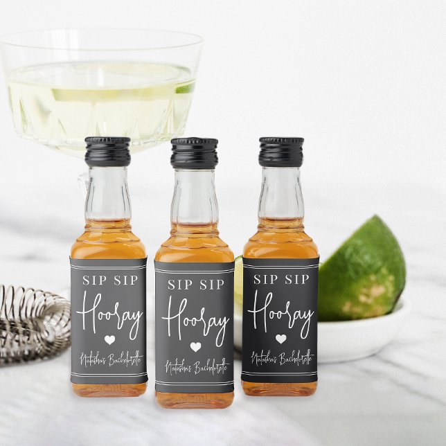 Sip Sip Hooray Bachelorette Party Favour Liquor Bottle Label (Creator Uploaded)