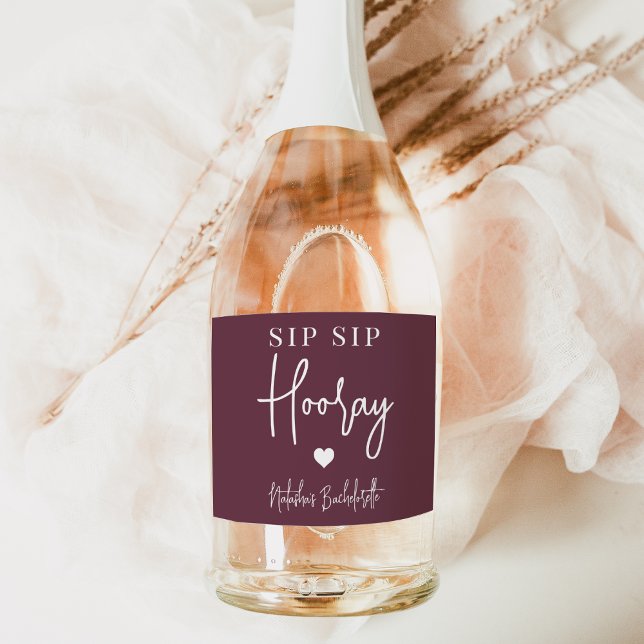 Sip Sip Hooray Bachelorette Party Favour Sparkling Wine Label (Creator Uploaded)