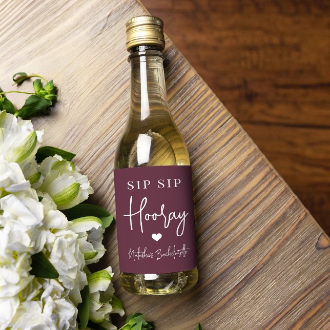 Sip Sip Hooray Bachelorette Party Favour Wine Label (Creator Uploaded)