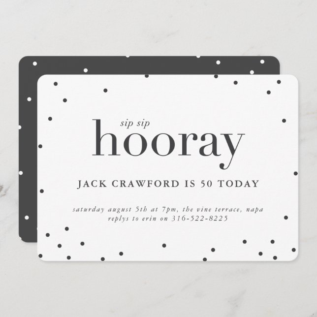 Sip sip hooray birthday party invitation (Front/Back)