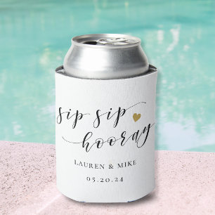 Sip Sip Hooray Bridal Shower Wedding Favour Can Cooler