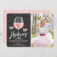 Sip Sip Hooray Chalkboard Rustic Adult Birthday