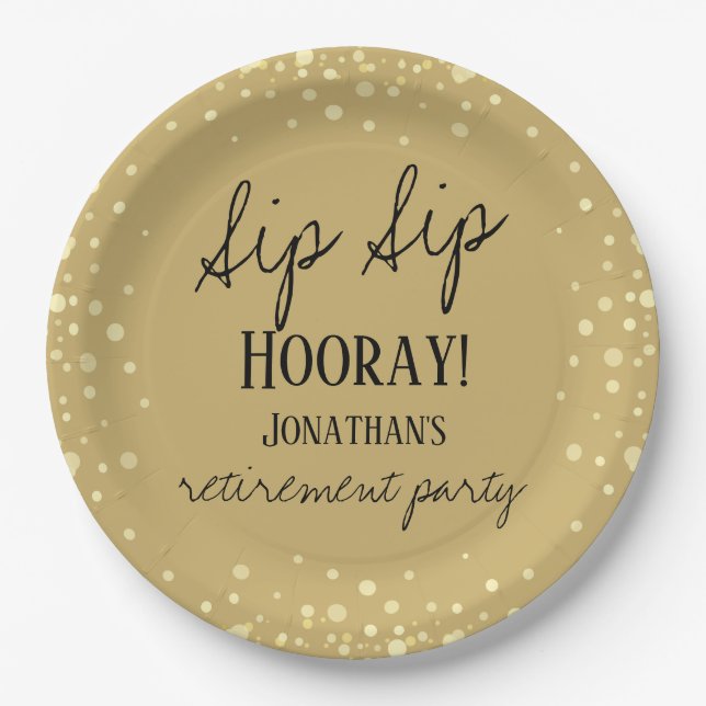 Sip Sip Hooray Congratulations Retirement Paper Pl Paper Plate (Front)