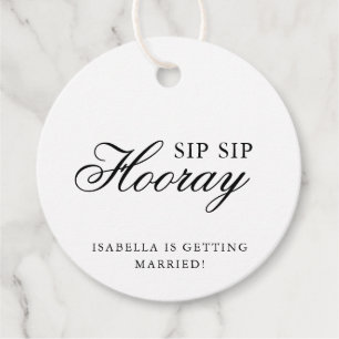 Sip Sip Hooray Elegant Calligraphy Bridal Shower Favour Tags