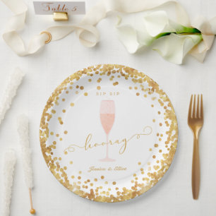 Sip Sip Hooray Engagement Bachelorette Shower Paper Plate