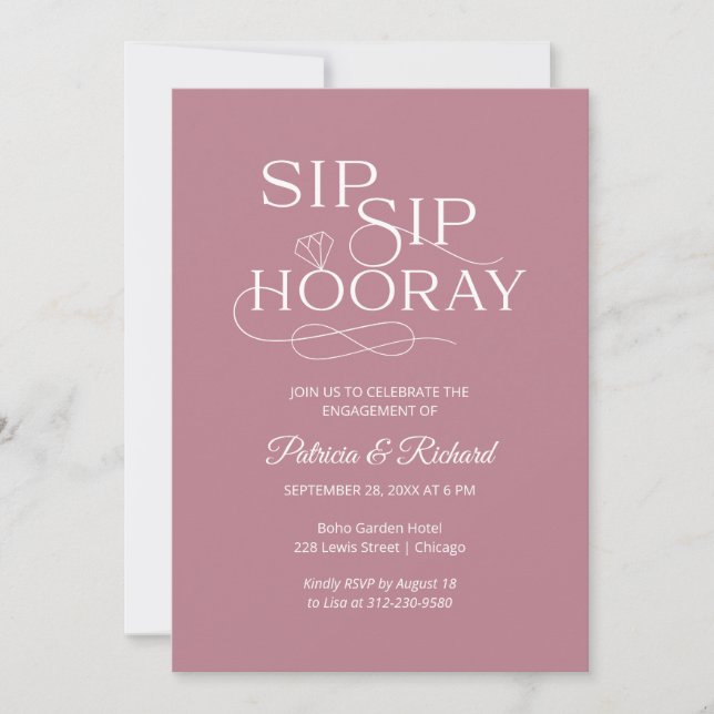 Sip Sip Hooray Engagement Party Invitations (Front)