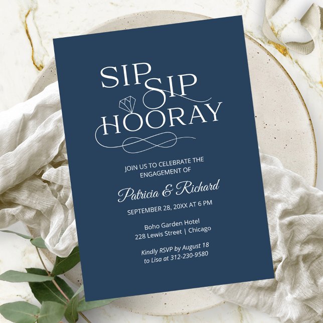 Sip Sip Hooray Engagement Party Invitations (Creator Uploaded)