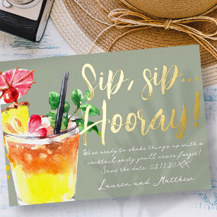 Sip, Sip Hooray! Fun Cocktail Save the Date