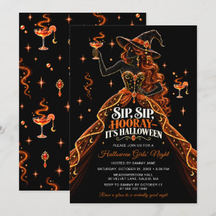 Sip Sip Hooray Halloween Girls Night Invitation