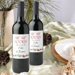 Sip Sip Hooray Holly Branch Winter Wedding Wine Label<br><div class="desc">Winter wedding wine labels for your wedding reception, rehearsal dinner or wedding party gifts. The labels are printed with Sip Sip Hooray, your personalised text and a branch of holly and red berries. For co-ordinating invitations, stationery and day-of-event decor, please browse my Holly Bells Wedding Collection or message me to...</div>