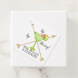 Sip Sip Hooray Margarita Gold n Arrows Baby Shower Favour Tags