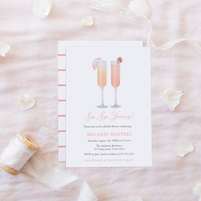 Sip Sip Hooray Mimosa Bar Cocktail Bridal Shower Invitation (Creator Uploaded)