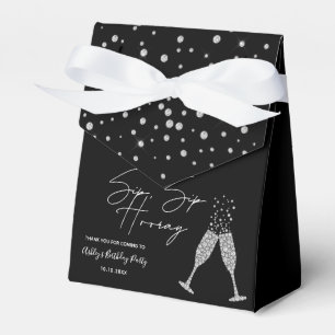 Sip Sip Hooray Modern Black & White Birthday Quote Favour Box