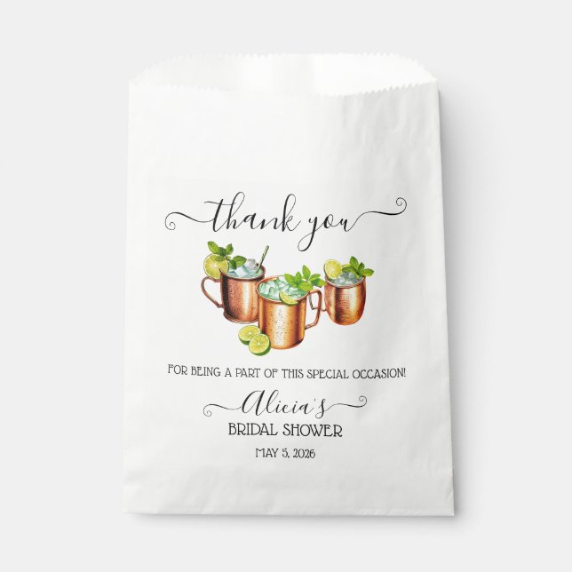 Sip, Sip, Hooray! Moscow Mule Bridal Shower Favour Bags (Front)