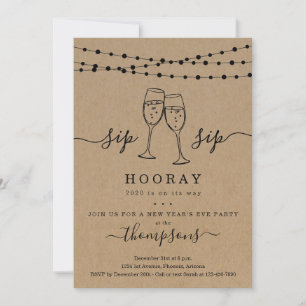 Sip Sip Hooray New Year's Eve Party Invitation
