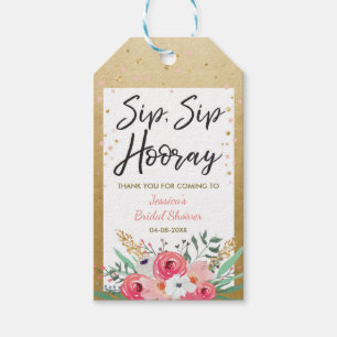 Sip Sip Hooray tags Wine labels Bridal Shower Gold