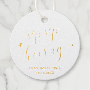 Sip Sip Hooray Typography Gold Foil Bridal Shower Favour Tags