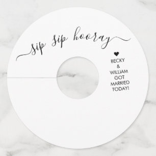 Sip Sip Hooray Wedding Wine Glass Name Tag