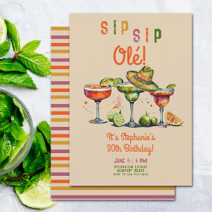Sip Sip Margarita Colourful Fiesta 30th Birthday Invitation