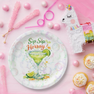 Sip Sip Sip Horray Bubbles Birthday Party Paper Plate