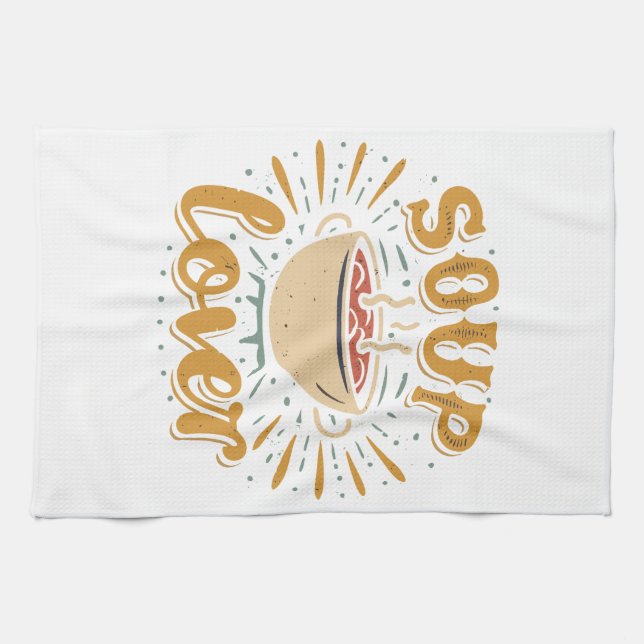 Sip, Slurp, Smile: Soup Lover's Gift Extravaganza Tea Towel (Horizontal)