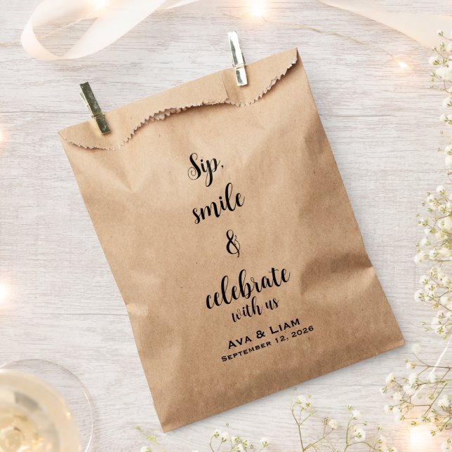 Sip, Smile & Celebrate Favour Bags (Clipped)