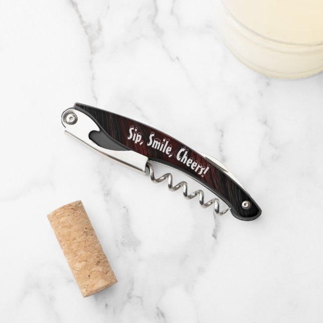 Sip, Smile, Cheers! Abstract Swirl Corkscrew (Front)
