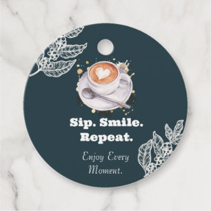 Sip Smile Repeat Coffee Latte Art Gift Tag