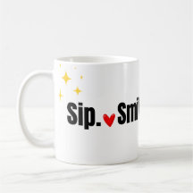 Sip. Smile. Repeat. Cute Typography Coffee Mug