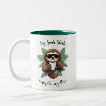 Sip Smile Sloth Funny Coffee Mug