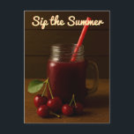 Sip the Summer – Cherry Juice Postcard<br><div class="desc">Send a burst of freshness with this deliciously rich cherry juice postcard! Featuring a mason jar brimming with deep red cherry juice and a cluster of glossy cherries, this vibrant design brings the taste of summer to life. Perfect for foodie lovers, fruit art collectors, or anyone who enjoys seasonal flair....</div>