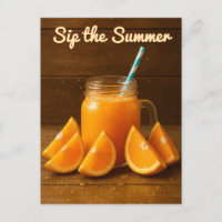 Sip the Summer – Orange Juice Fruit Postcard
