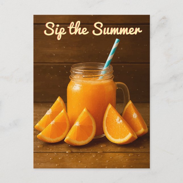 Sip the Summer – Orange Juice Fruit Postcard (Front)