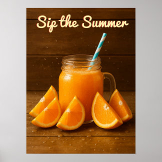 Sip the Summer – Orange Juice Watercolor Poster