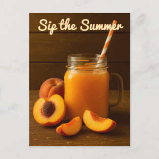 Sip the Summer – Peach Juice Rustic Postcard