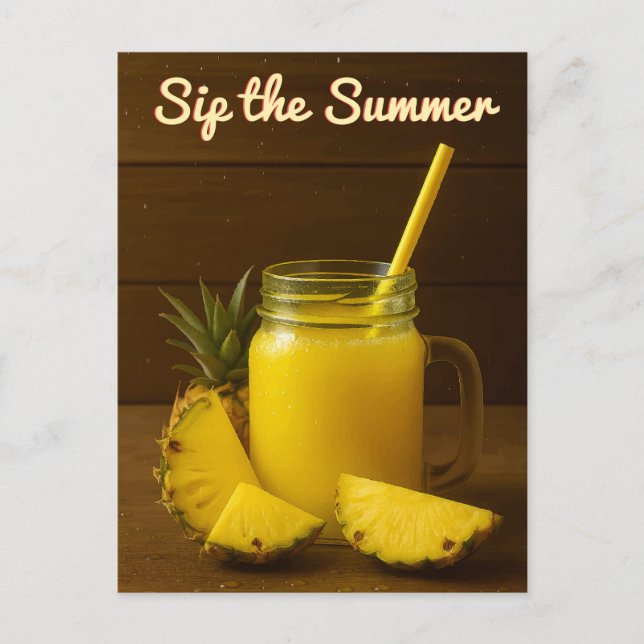 Sip the Summer – Pineapple Juice Postcard (Front)