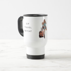 Sip, Travel, Repeat Custom Photo Personalised Travel Mug