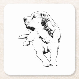 Sip Watch Retriever Square Paper Coaster