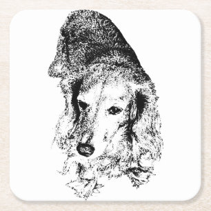 Sip With Backbone – Dachshund Square Paper Coaster