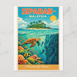 Sipadan Island, Malaysia, in a vibrant Postcard